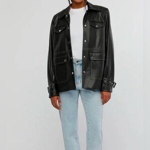 WeWoreWhat Vegan Leather Western Jacket in black size S NWT